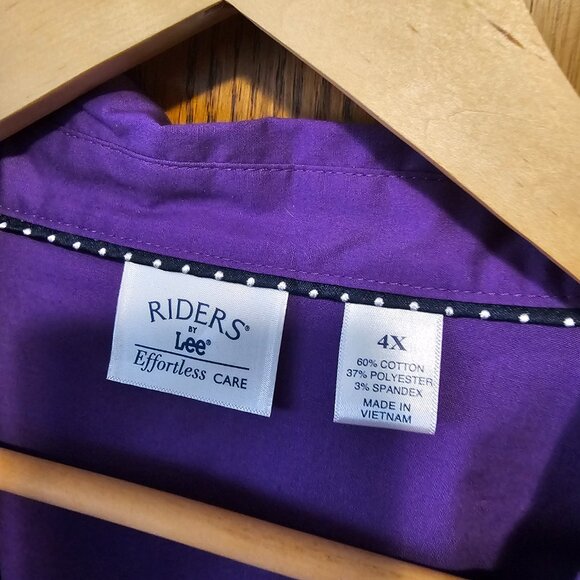 RIDERS by Lee 4X Effortless Care 3/4 Sleeve Button Down Blouse - Picture 3 of 6